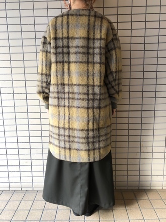 Cardofabrica◇ウールモヘアシャギーチェックVネックコート◇ : ＝ココ