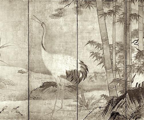 即日発送】 夢外/寒月に千鳥図/花鳥図/群鳥図/掛軸/名家伝来/AC