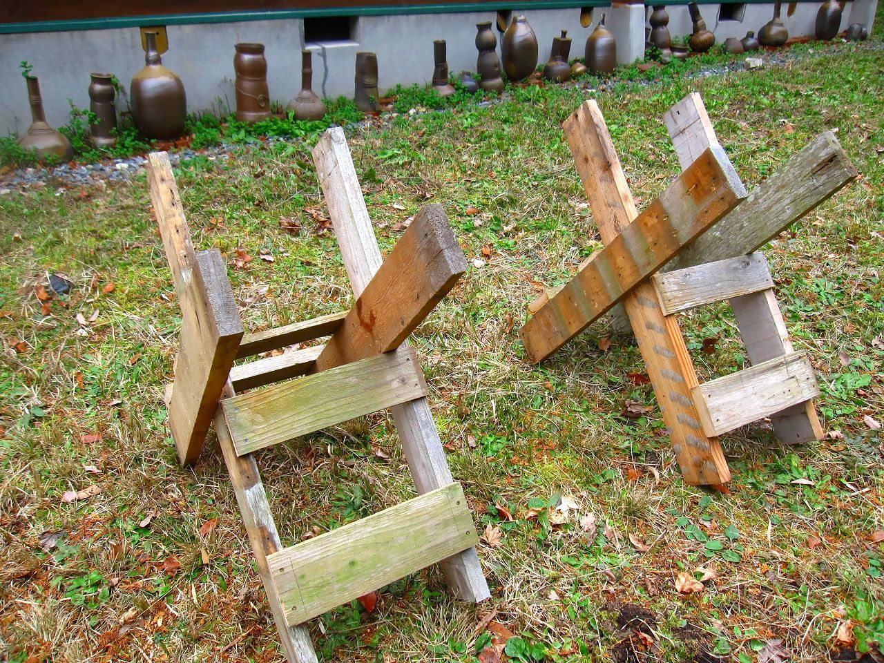 薪ストーブに チェーンソーの台座 玉切り台 特注オーダー