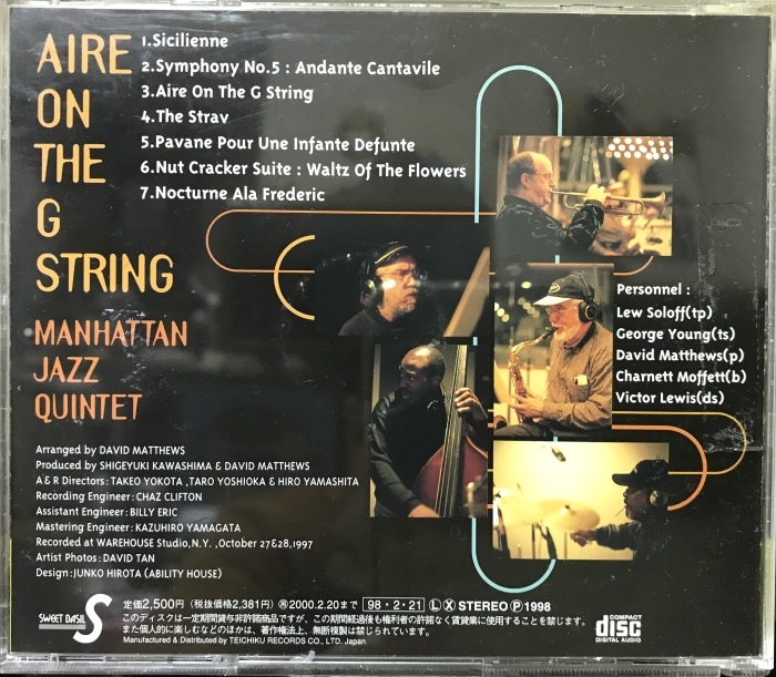 ♪733 Manhattan Jazz Quintet “ AIRE ON THE G STRING “ CD 2020年12月29日_d0341109_08250775.jpeg