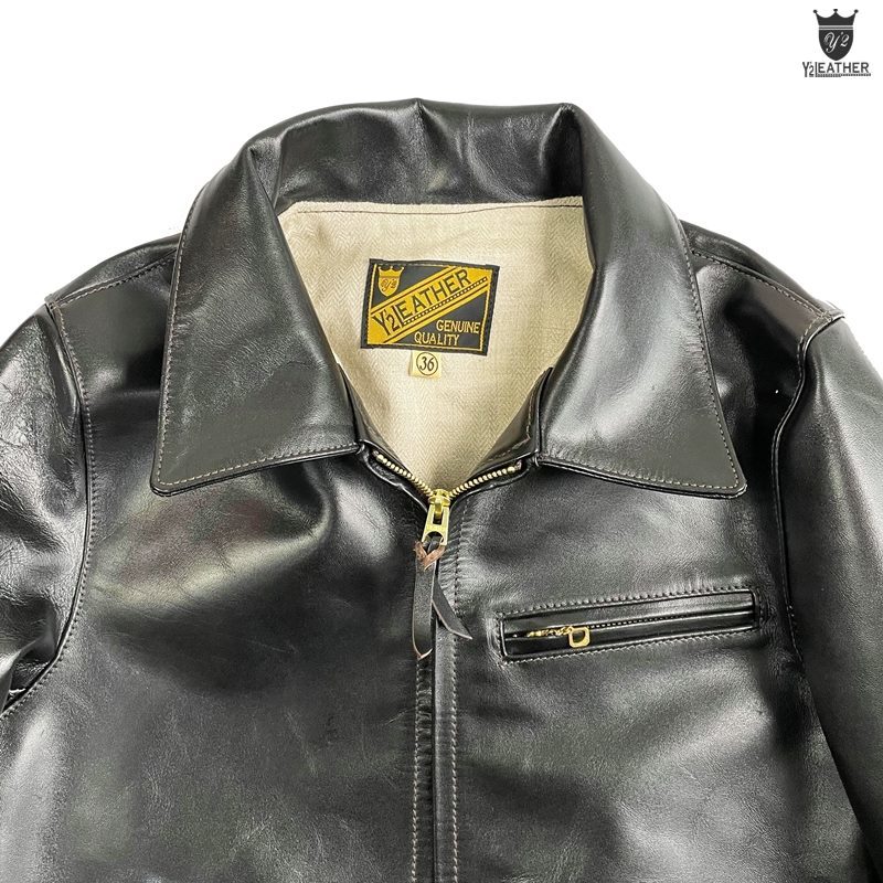 Y\'2 LEATHER(ワイツーレザー) VINTAGE HORSE light　SINGLE　RIDER\'S JKT PR-65-SP】ブラック(茶芯)_c0204678_11122685.jpg