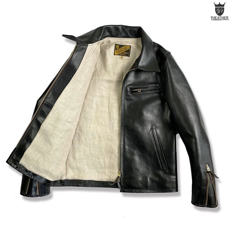 Y\'2 LEATHER(ワイツーレザー) VINTAGE HORSE light　SINGLE　RIDER\'S JKT PR-65-SP】ブラック(茶芯)_c0204678_11122689.jpg