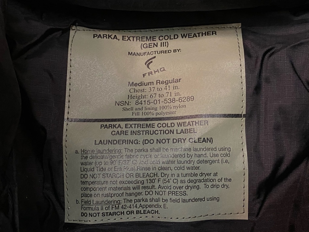 2021年1月3日(日)マグネッツ大阪店モダンミリタリー入荷日!! #5 NOS PARKA,EXTREME COLD WEATHER(GENⅢ)!!_c0078587_10441153.jpg