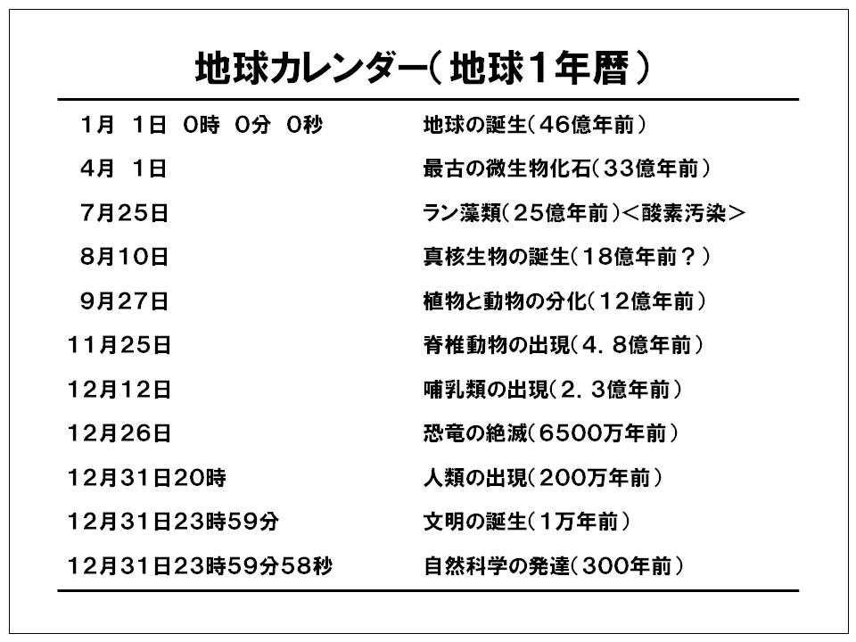 地球の歴史年表 親方の聞きかじり 地球の歴史年表 親方の聞きかじり