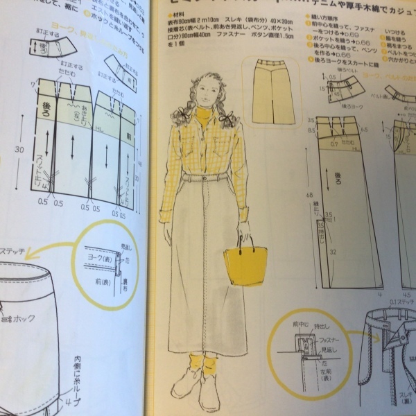 デニムのスカート 製図と裁断 もりおのかたすみ