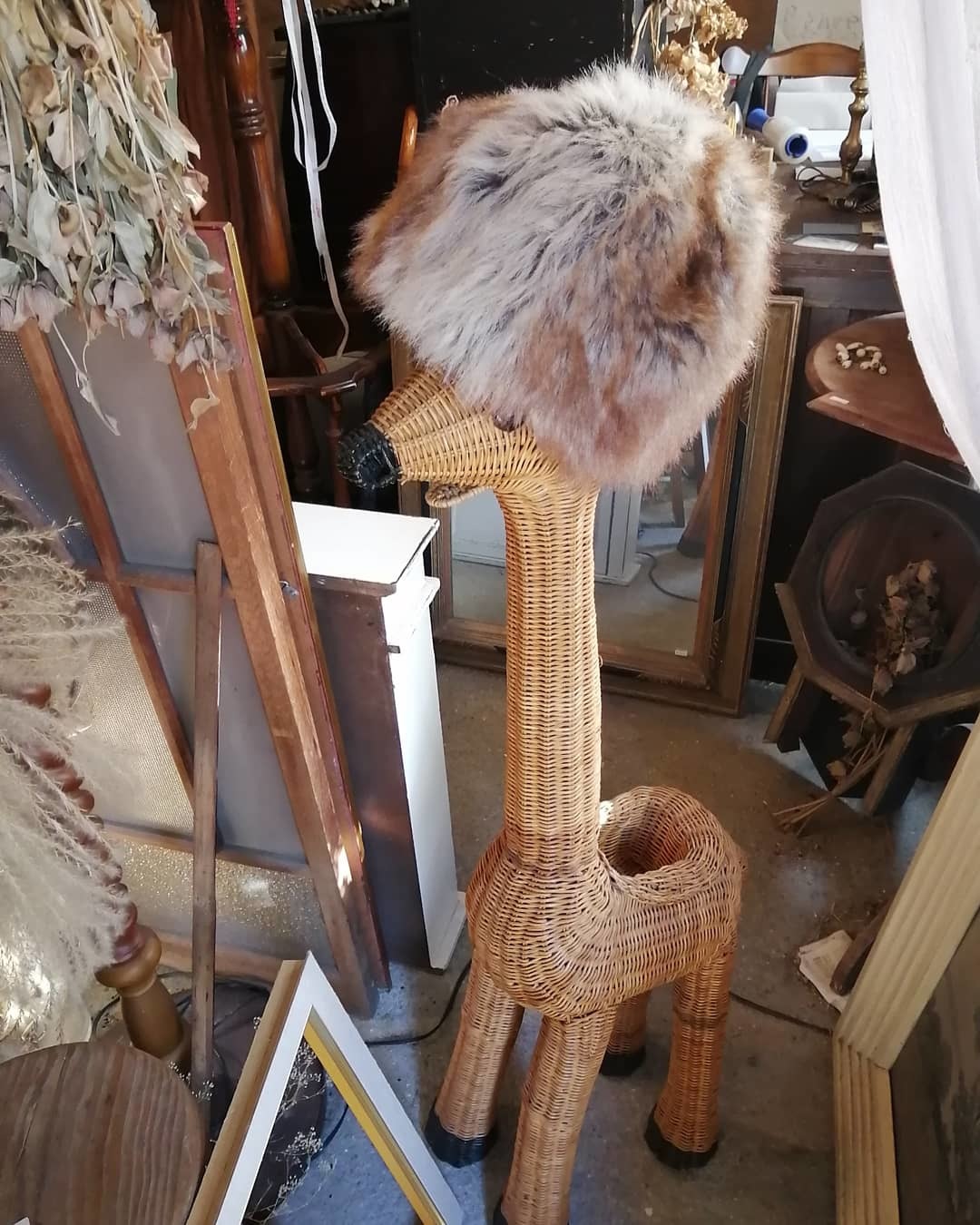 ヴィンテージ】ラタン製 キリン 親子 オブジェ