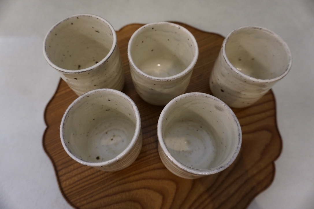 坪井俊憲さんの粉引きカップ、湯のみ、なます皿、飯茶碗_b0132442_17443349.jpeg