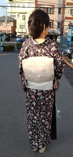 3点おまとめ①伊那紬 単衣②藤の花 染め名古屋帯③岡重 小紋
