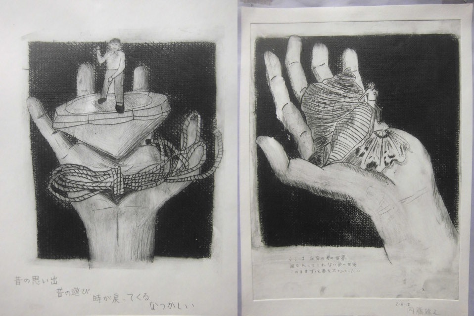 凹版画（ドライポイント）3年生の授業 : 図工美術OKAYAMA