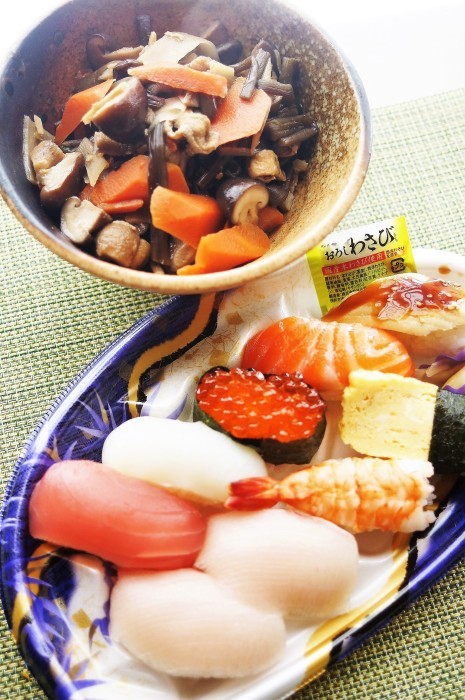 ■和の常備菜【芋茎（ズイキ）と椎茸タップリの甘辛炒め煮】／お寿司_b0033423_22523613.jpg