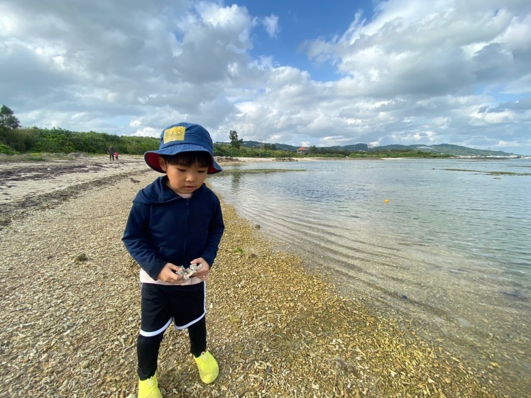 青空ようちえん〔平日〕公園を抜けていろいろな木の実や葉っぱで遊び、海辺ではウミガメにも出会った!(1/27) #中城村 #幼児_d0363878_19445925.jpg
