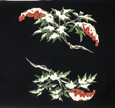 NYのお客様・雪持ち南天の染め帯・お父様の追悼のお茶。_f0181251_19002297.jpg