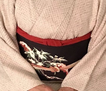 NYのお客様・雪持ち南天の染め帯・お父様の追悼のお茶。_f0181251_19041227.jpeg