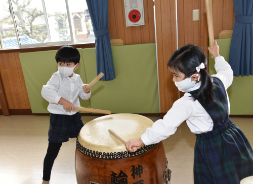 自然クラブ 和太鼓体験 21 1 28 木 大手幼稚園ブログ