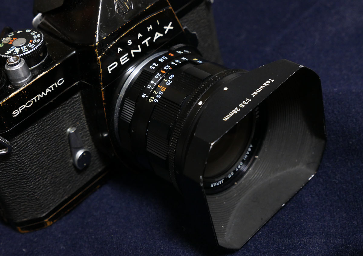 ペンタックス スーパータクマー 28mm F3.5 専用フード付 - レンズ(単焦点)