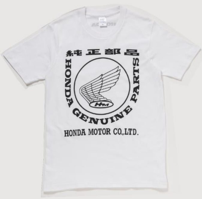 純正部品ロゴ Tシャツ : バイクの横輪