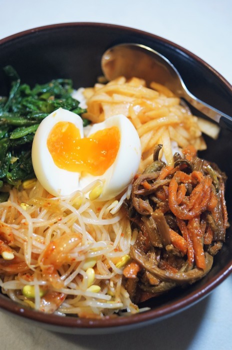 ■ランチセット【ナムルと肉巻きのセット・ビビンバ丼／肉巻き餡かけ】の２種作りました♪_b0033423_23522895.jpg