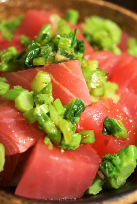 ■和の晩ご飯２品【マグロ丼・掻き菜の胡麻味噌マヨ和え】どちらも５分で出来ちゃいます♪_b0033423_22471416.jpg