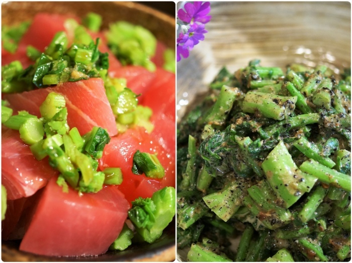 ■和の晩ご飯２品【マグロ丼・掻き菜の胡麻味噌マヨ和え】どちらも５分で出来ちゃいます♪_b0033423_23253454.jpg