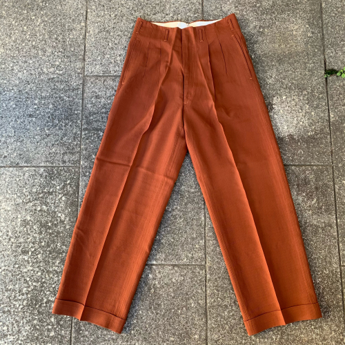 50's Deadstock! US Tailor Made Brick Brown Unique Rayon Fabric 2Tack Slacks  : AURA clothing & antiques