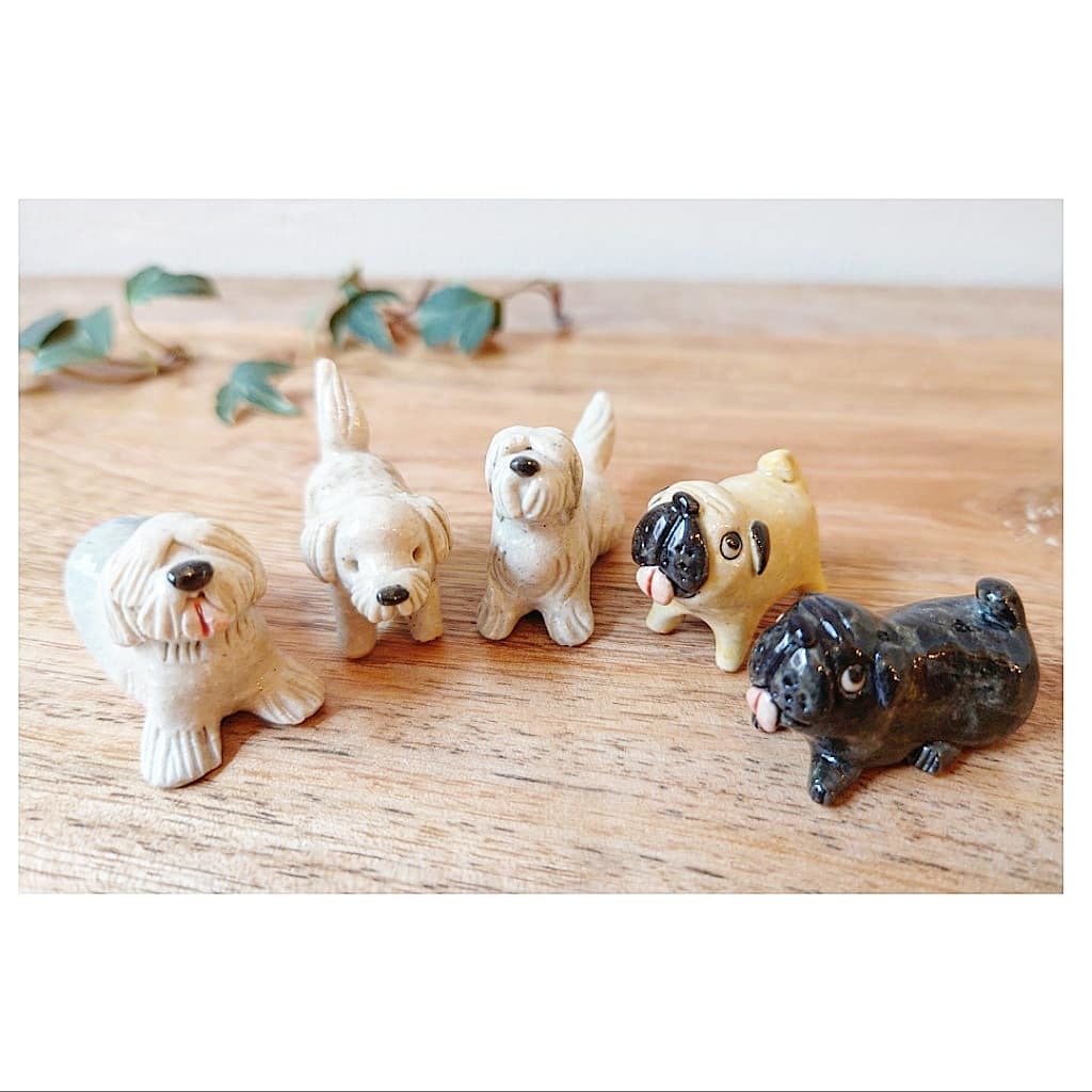 豆屋】動物箸置き・クリーム色パグ・黒パグ・シーズー・オールド