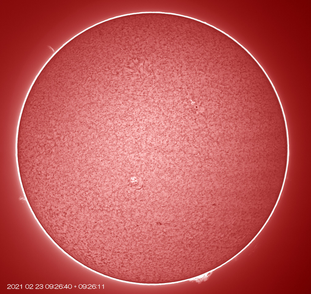 2月23日の太陽 黒点群が二つも!_e0174091_13102934.jpg