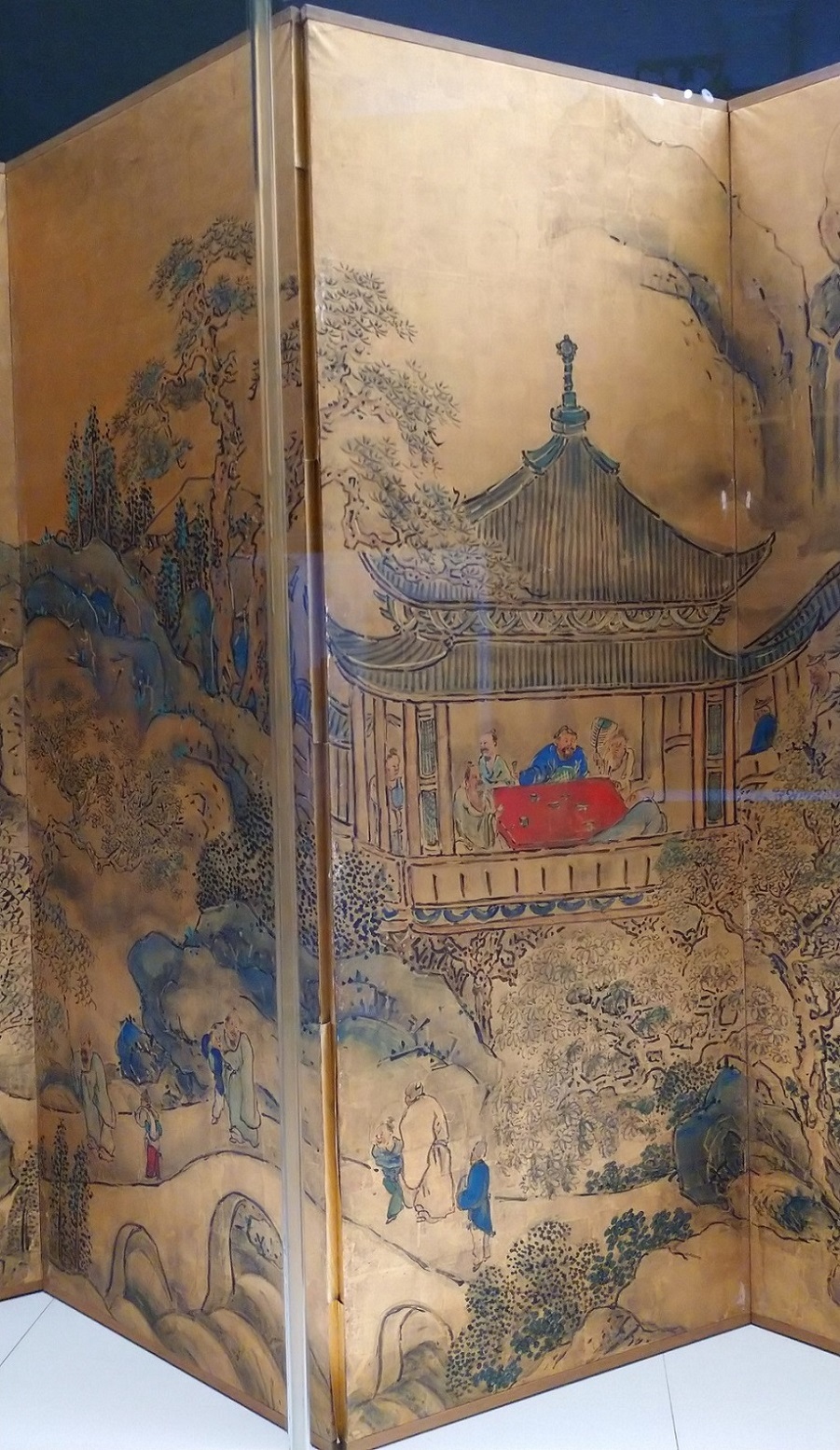池大雅《楼閣山水図屏風》@東京国立博物館 金色の宇宙 : 鴎庵