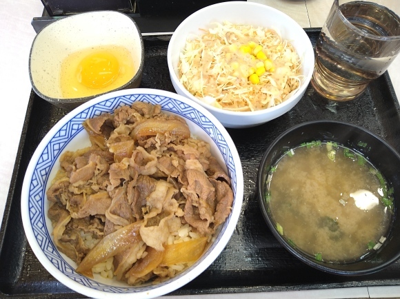 2/28 吉野家 牛丼並汁だくAセット、玉子_b0042308_23592264.jpg