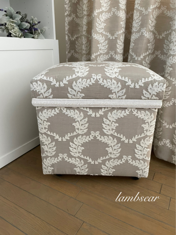 カーテンとお揃いでリメイク茶箱 茶箱 布箱教室 Lambsear ラムズイヤー