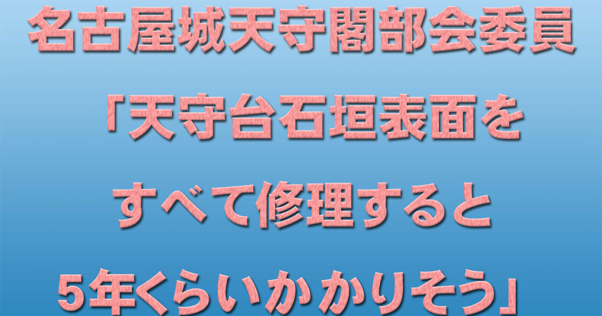 名古屋城天守閣部会委員「天守台石垣表面をすべて修理すると5年くらいかかりそう」_d0011701_22425190.jpg