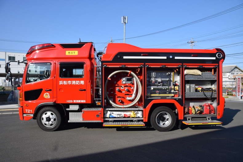 韓国ブランド通販サイト 水槽付ポンプ車 浜松市消防局 : Apparatus Fire Doors Inside ミニカー