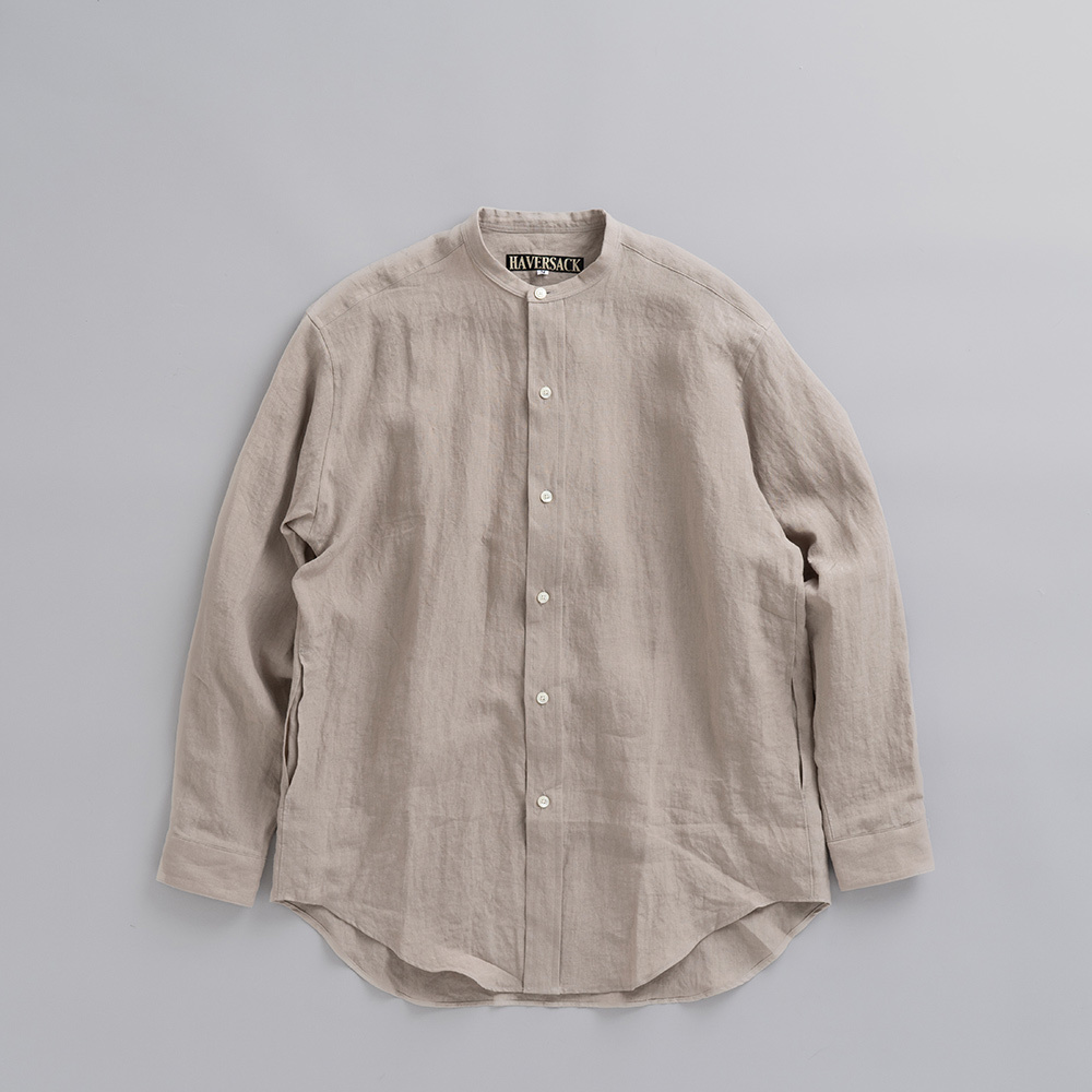 HAVERSACK Linen Poplin Band Collar Shirt (Beige)_d0120442_12535131.jpg