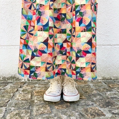 l'atelier du savon》さんかくパッチワークプリント スカート