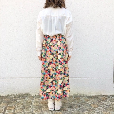 l'atelier du savon》さんかくパッチワークプリント スカート
