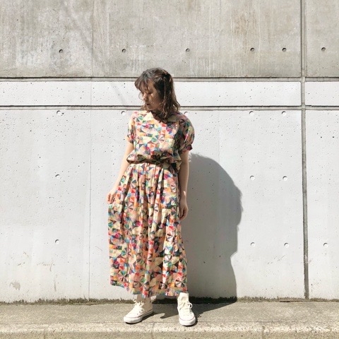 l'atelier du savon》さんかくパッチワークプリント スカート
