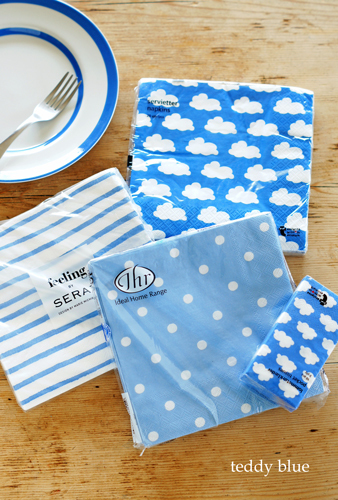Pretty Paper Napkins かわいいぺーパーナプキン Teddy Blue Pretty Paper Napkins かわいいぺーパーナプキン Teddy Blue
