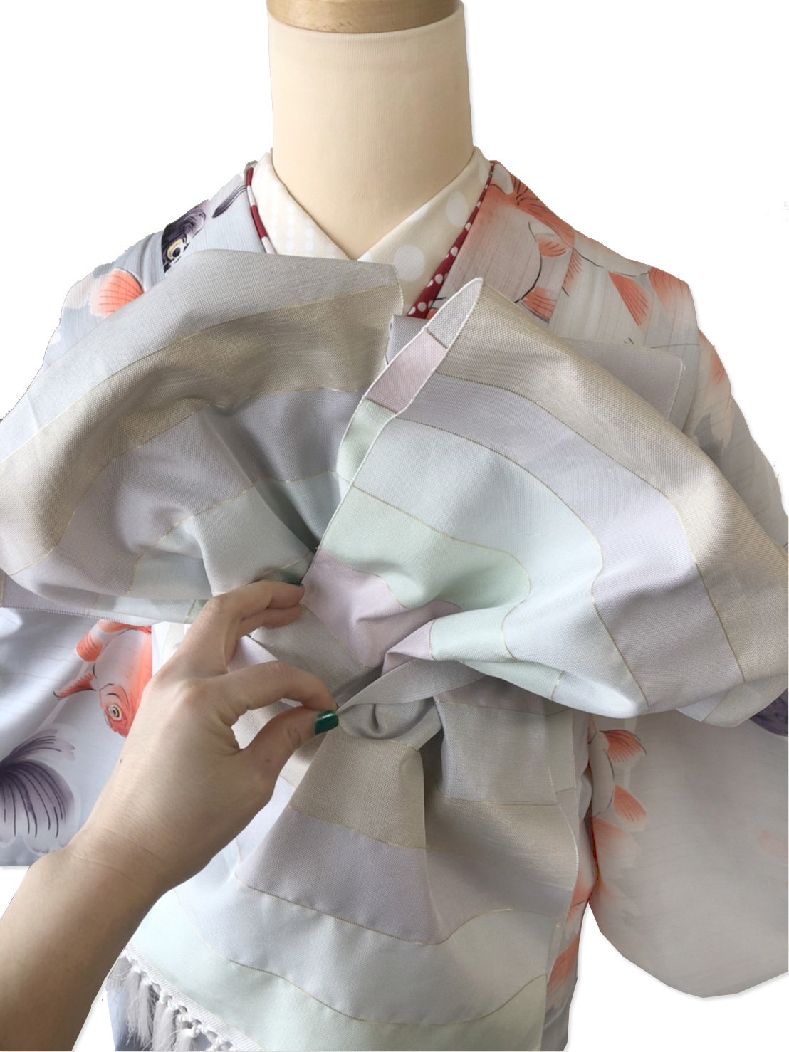 単衣帯「ひとへこえ」を使ったお手軽帯結びをご紹介!_e0167832_15085522.jpg