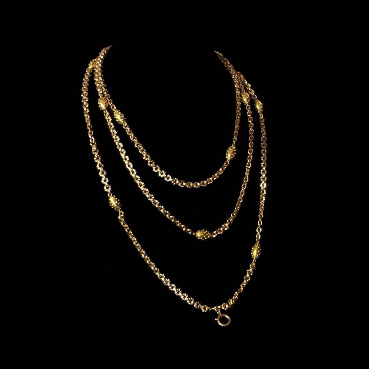 N°0904 古代様式 グラニュレーション18金製フランスロングネックレス