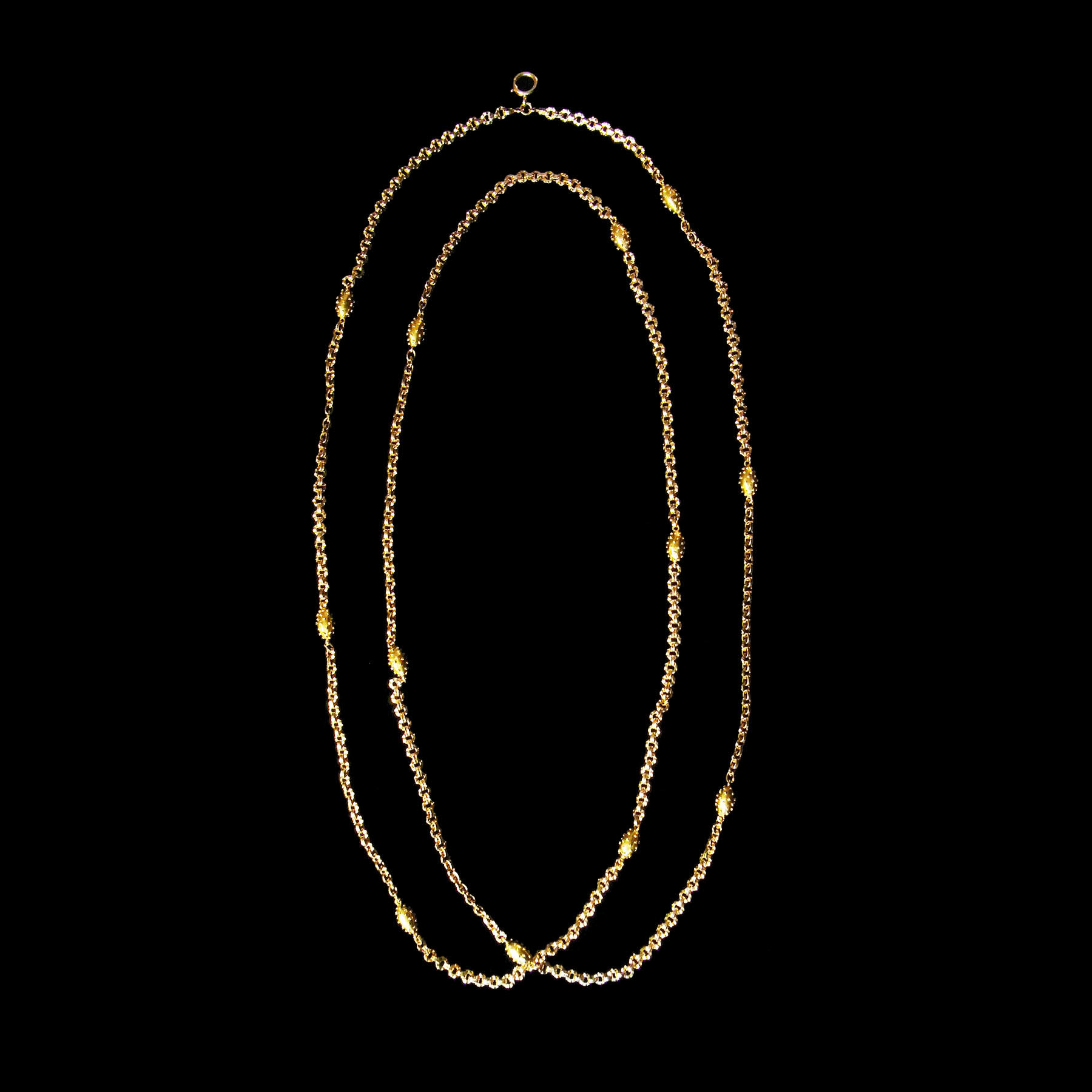 N°0904 古代様式 グラニュレーション18金製フランスロングネックレス