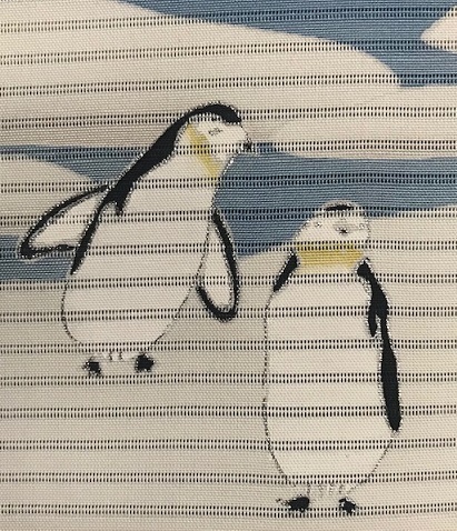 米沢もじり織・雪の結晶柄着物+ペンギンの絽の名古屋帯。_f0181251_18030249.jpg