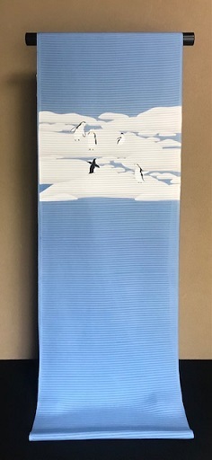 米沢もじり織・雪の結晶柄着物+ペンギンの絽の名古屋帯。_f0181251_18065180.jpg