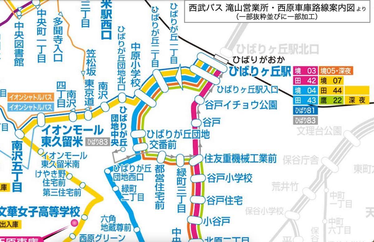 西武バス ひばり系統 黄色い電車に乗せて