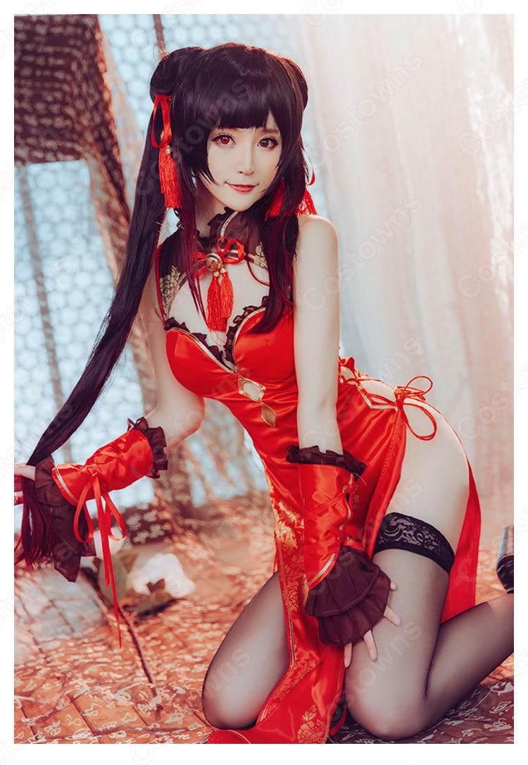 デート ア ライブ 時崎狂三 ときさきくるみ 赤 チャイナドレス コスプレ衣装 Date A Live 中國風 コスプレ衣装