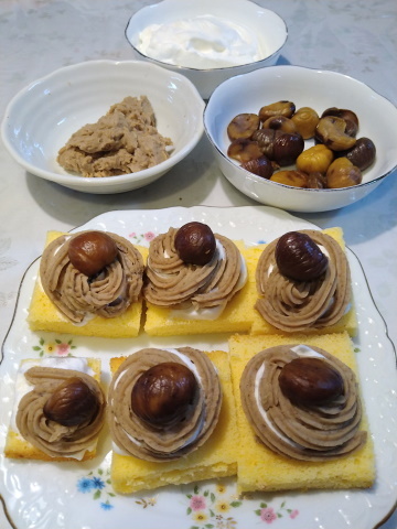 100均甘栗で 手作りモンブラン だるまさんが転んだ 100均甘栗で 手作りモンブラン だるまさんが転んだ