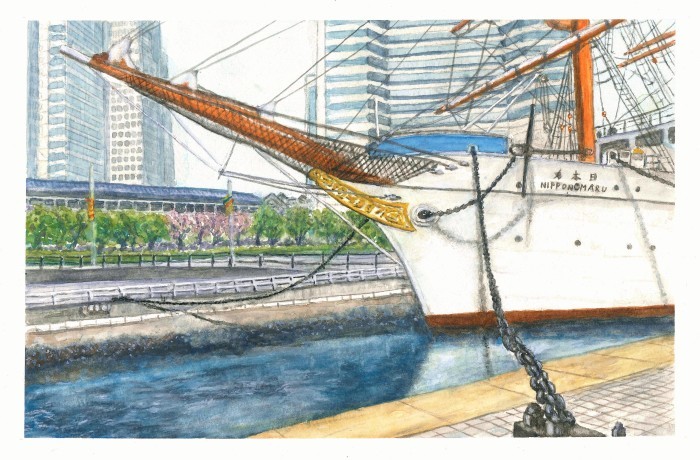 太平洋の白鳥 帆船 日本丸 額装パネル