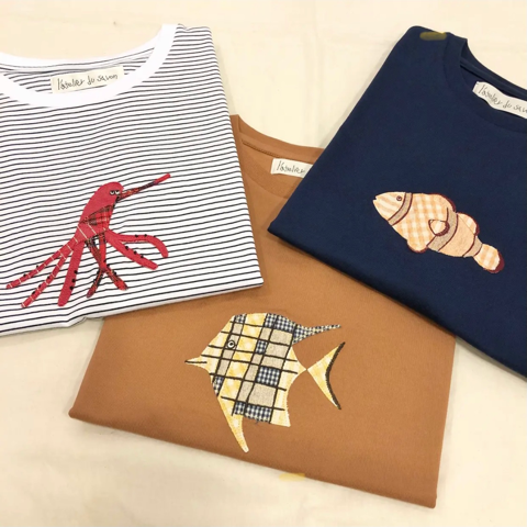 l'atelier du savon〛海のともだちワッペン刺繍Tシャツ : l