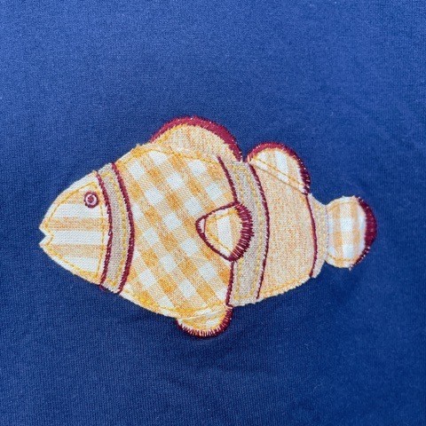 【人気ショップが最安値挑戦！】 du l'atelier savon〛海のともだちワッペン刺繍Tシャツ l : トップス