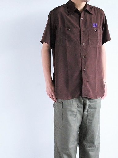 NEEDLES　S/S Work Shirt - Poly Cloth / Brown_b0139281_15485369.jpg