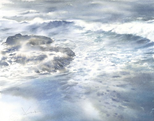 波　水彩画_f0176370_17025127.jpg