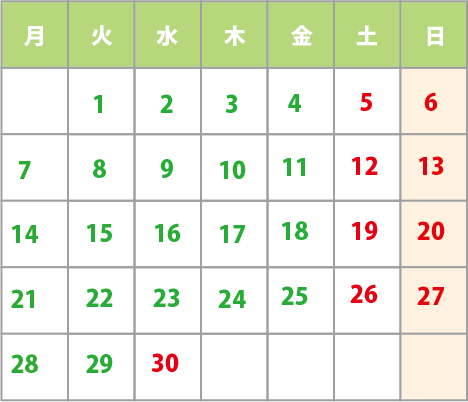 6月カレンダー リベルタピアノ学院のブログ 6月カレンダー リベルタピアノ学院のブログ